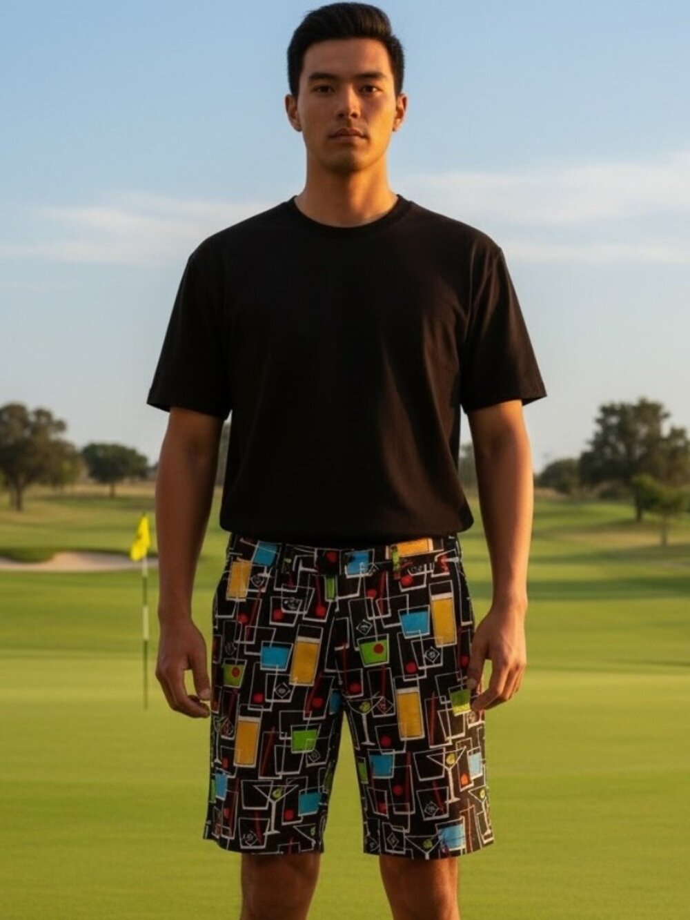 Loudmouth Golf Happy Hour Stretch Tech Shorts 36 Martini NEW